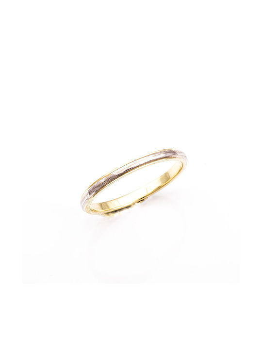 14K Bicoloured gold wedding ring with patent surface.