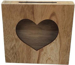 WOODEN WISH BOX WITH HEART 27,5X27,5CM (NATURAL)