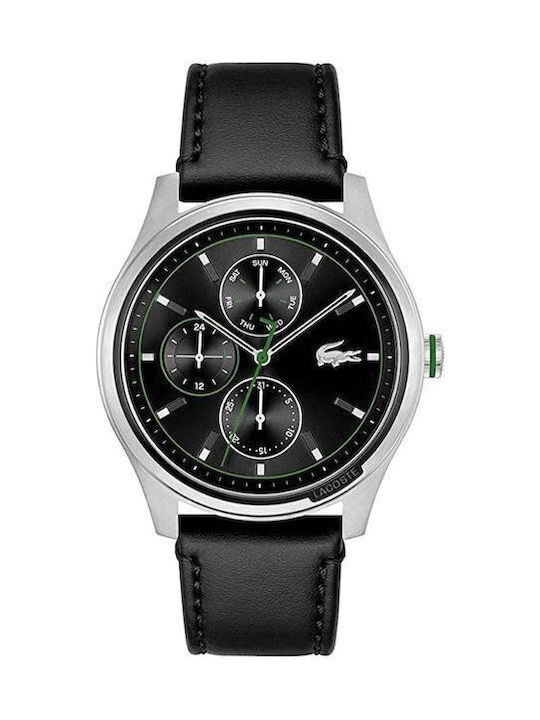 Lacoste Musketeer Ανδρικό Ρολόι 42mm Μπαταρίας με Μαύρο Δερμάτινο Λουράκι