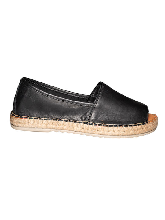 Espadrile de damă din piele neagră MAGO 502