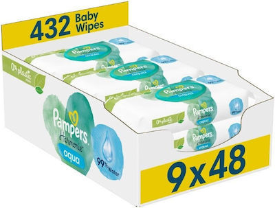 Pampers Harmonie Aqua Baby Wipes with 99% Water, without Alcohol & Fragrance 9x48pcs