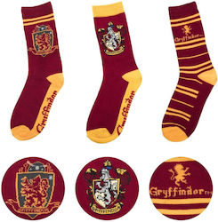 Cinereplicas Harry Potter Gryffindor Κάλτσες με Σχέδια Μπορντό 3Pack