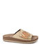 Korina Leather Women's Flat Sandals Vanilla Raffia