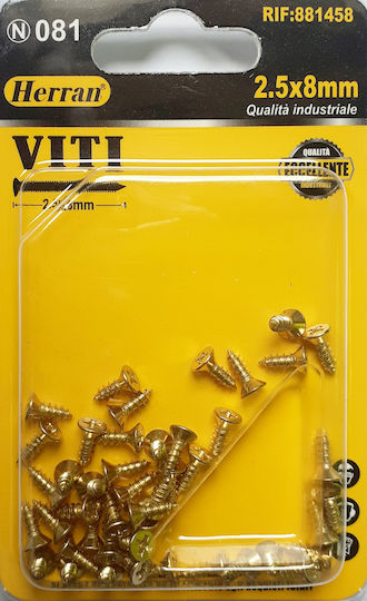 Herran Wood Bolts Phillips with Diameter M2.5 and Length 8mm 50pcs