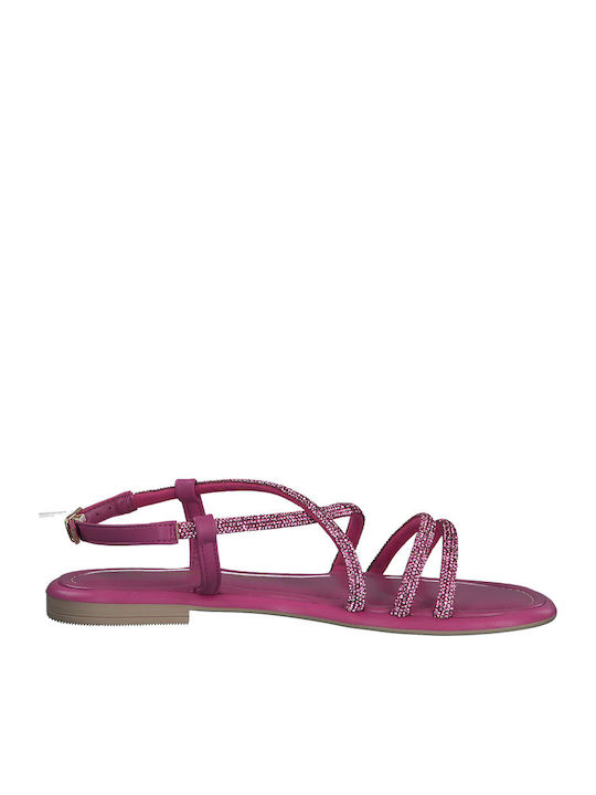Leather Women's Flat Sandals in Purple Color