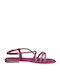 Leather Women's Flat Sandals in Purple Color