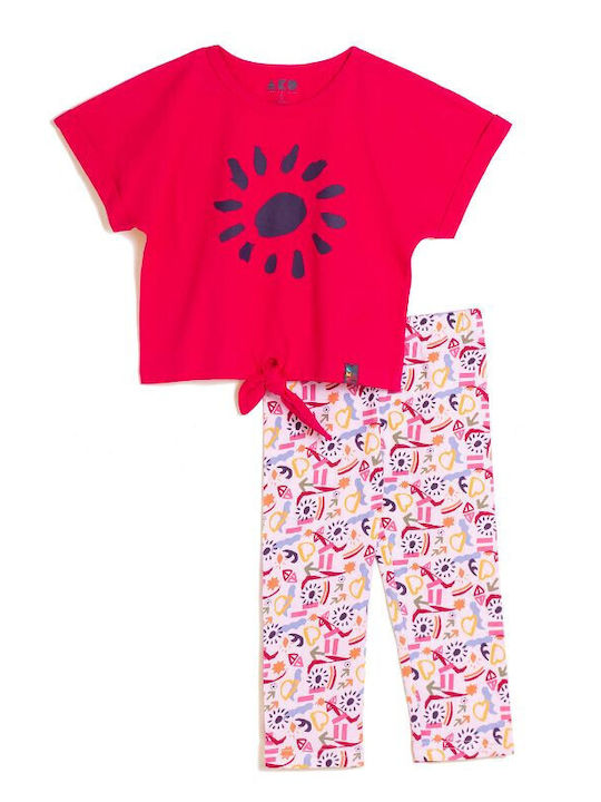 abo Kinder Set mit Leggings Sommer 2Stück Fuchsie