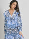 Ble Resort Collection Women's Summer Blouse Long Sleeve Blue