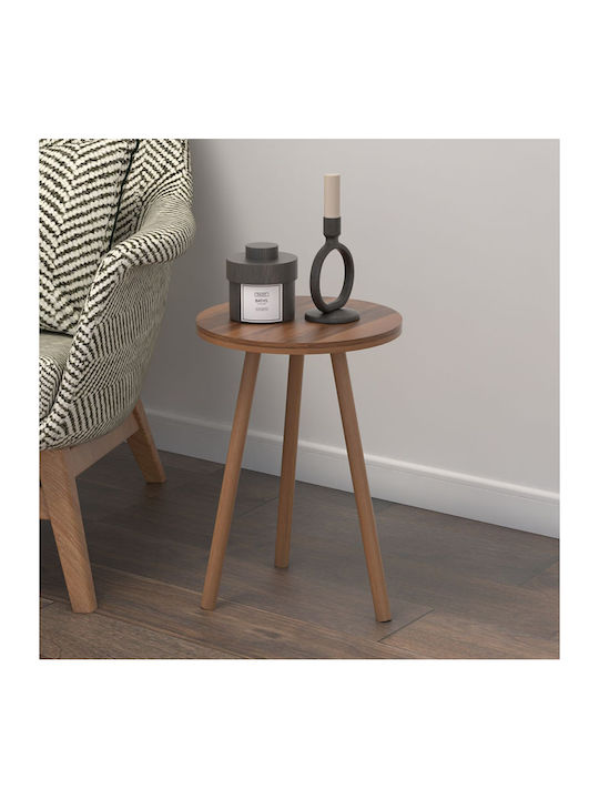Round Side Table Roma Wooden Brown 33.5x33.5x46 cm