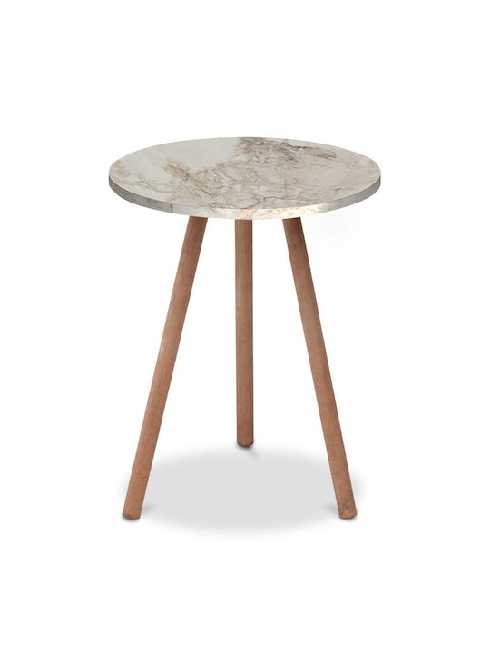 Roma Round Wooden Side Table Gray L33.5xW33.5xH46cm
