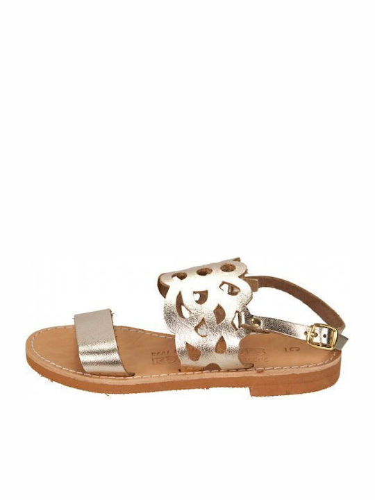 Kouros Leather Women's Flat Sandals with Strap ...