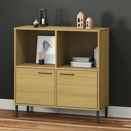 Oslo Living Room Cabinet Made of Solid Wood Beige 90x35x90.5cm