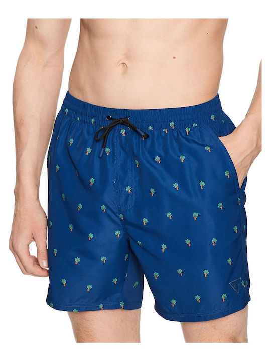 Palm Men's Swimwear Shorts Blue Lily with Patterns