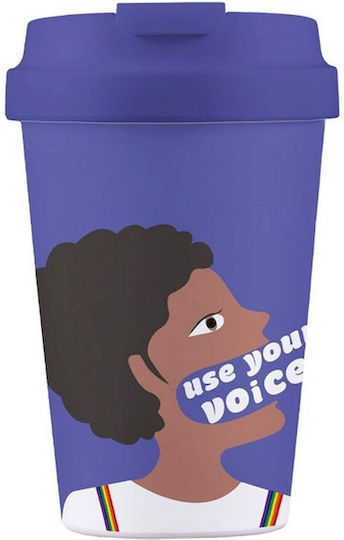 Chic Mic Use Your Voice Ανακυκλώσιμο Ποτήρι Θερμός Ανοξείδωτο BPA Free 350ml Μωβ με Επιστόμιο