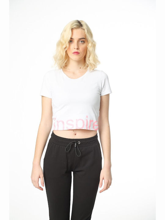 Paco & Co Κοντομάνικο Crop Top Λευκό