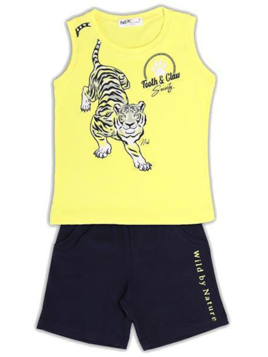 Nek Kids Wear Kids Set with Shorts Summer 2pcs Yellow