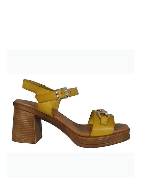 Eva Frutos Leather Sandals Mustard