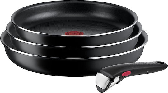 Tefal Ingenio Easy On Set De Tigăi Din Aluminiu Negru Cu Acoperire Antiaderentă 3 Piese