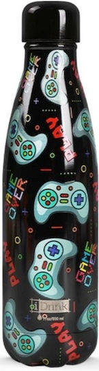 Total Gift i Drink Kids Water Bottle Aluminium with Screw Cap Non Spill Black 500ml