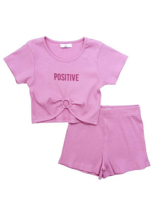 Funky Kinder Set mit Shorts Sommer 2Stück Rosa