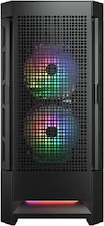 Cougar Airface RGB Gaming Midi Tower Κουτί Υπολογιστή με Πλαϊνό Παράθυρο Μαύρο