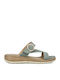 Leder Flache Sandalen für Damen Anatomisch in Hellblau Farbe