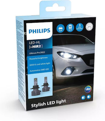 Philips Lamps Car Ultinon Pro3022 HIR2-9012 LED 6000K Cold White 12-24V 20W 2pcs