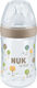 Nuk Plastikflasche mit Silikonsauger für 6-18 Monate Transparent-Beige 260ml 1Stück