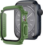 Carcasă de ceas din sticlă temperată Armor rezistentă la apă pentru Apple Watch Series 8&7 45mm (Army Green)