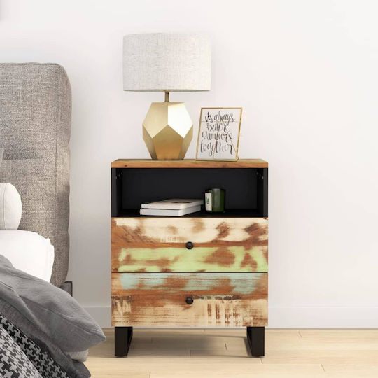 Wooden Bedside Table Multicolour 50x33x62cm