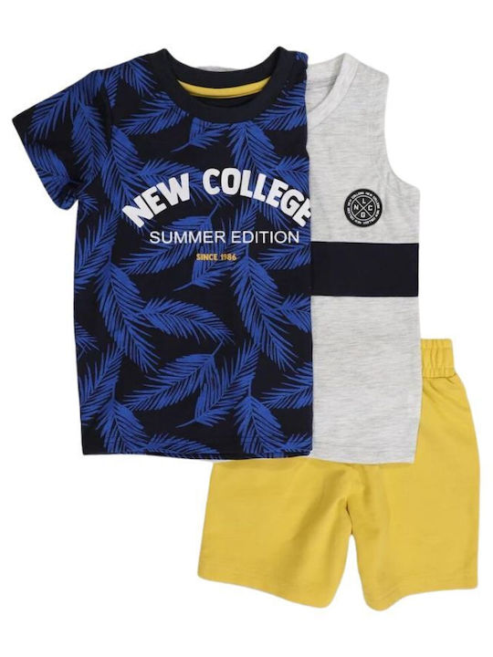 New College Kids Set with Shorts Summer 3pcs Multicolour