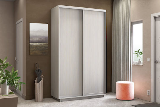 Diamont Δίφυλλη Ντουλάπα Συρόμενη 140x60x220cm Λευκή