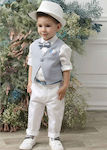 Mi Chiamo Boys Baptism Suit with Vest 5pcs Light Blue