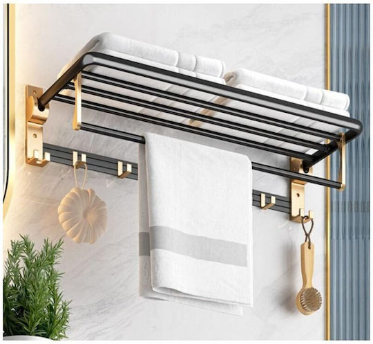 Επιτοίχια Ραφιέρα Μπάνιου Μεταλλική 60x23.5x14cm Χρυσή