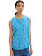 Women's Summer Blouse Sleeveless with V Neckline Light Blue