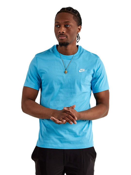 Nike Club Ανδρικό T-shirt Γαλάζιο Μονόχρωμο