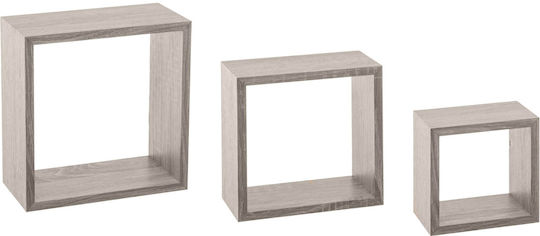 Cube Wall Shelves Grey 3 Pieces 24x12x24cm