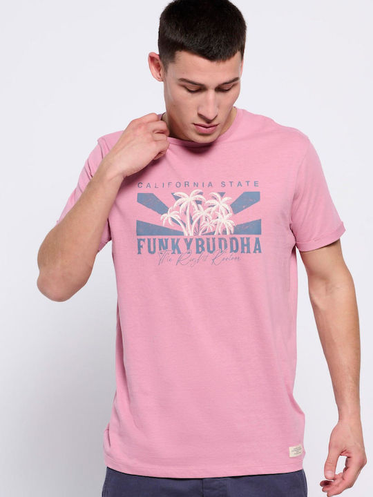 Funky Buddha T-shirt Bărbătesc cu Mânecă Scurtă Roz