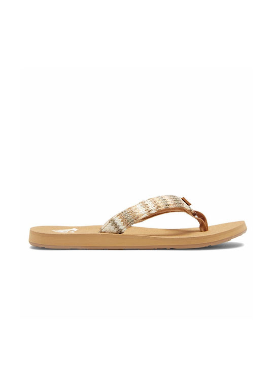 Roxy Porto Raffia Frauen Flip Flops in Beige Farbe