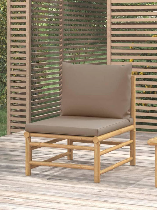 Outdoor Armchair Bamboo Brown with Cushion 55x69x65cm