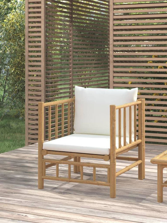 Outdoor-Sessel Bamboo Braun mit Kissen 63x69x65εκ.