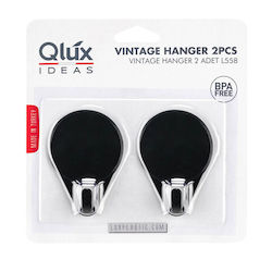 Plastic Hanger Kitchen Hook with Sticker Black 2pcs