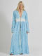 Ble Resort Collection ΜΑΝΙΚΙ Women's Maxi Dress Beachwear Turquoise