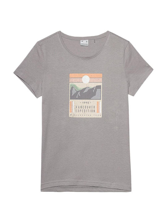 4F Damen Sportlich T-shirt Gray