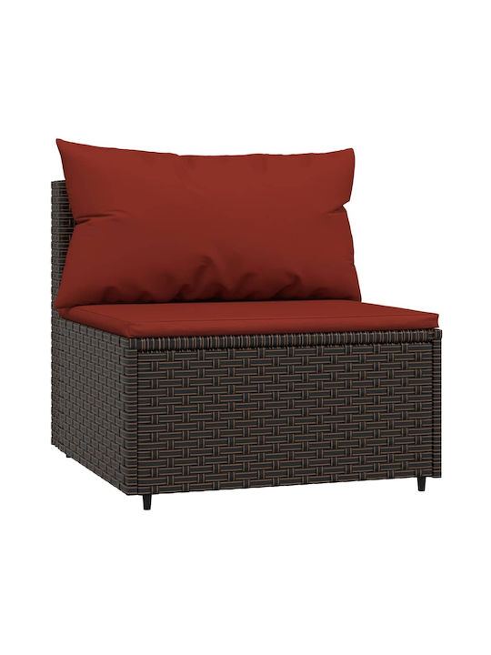 Outdoor Armchair Rattan Brown with Cushion 1pcs 63x63x57.5cm.