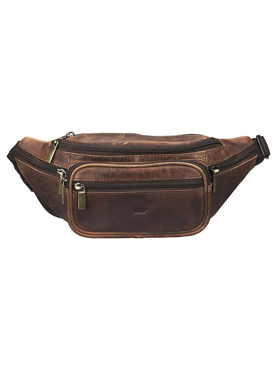 RCM Men's Leather Waist Bag Tabac Brown