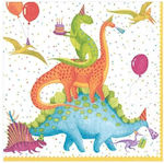 Partysaurus Napkins Multicolored 16.5x16.5cm 20pcs