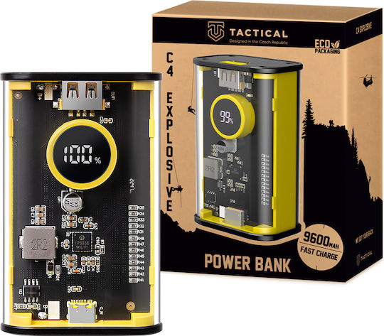 Tactical C4 Explosive Power Bank 9600mAh 22.5W με Θύρα USB-A και Θύρα USB-C Power Delivery Κίτρινο