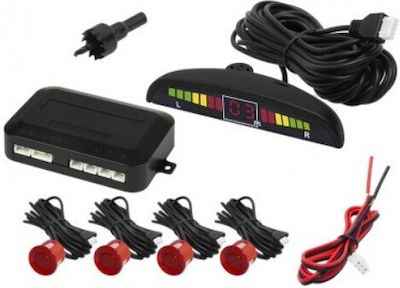 Car Parking System with Screen / Buzzer and 4 Sensors in Red Colour QW2018