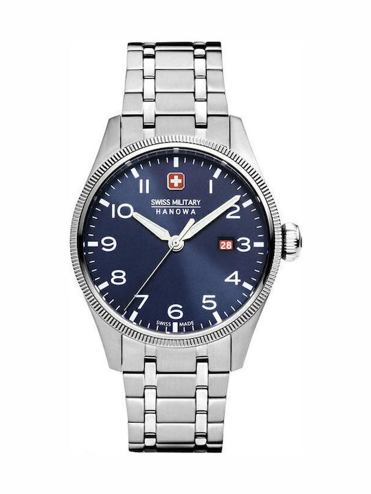 Swiss Military Hanowa Thunderbolt Herrenuhr 43mm Chronograph Batterie mit Silber rostfreiem Stahlarmband